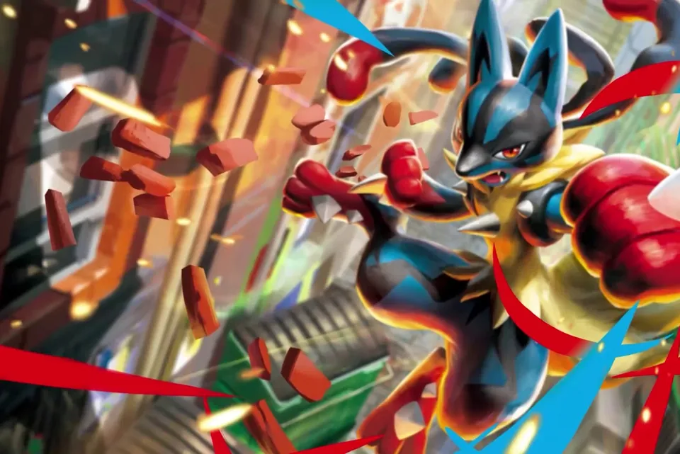 Mega Lucario key art from the Pok&eacute;mon TCG Mega Evolution expansion